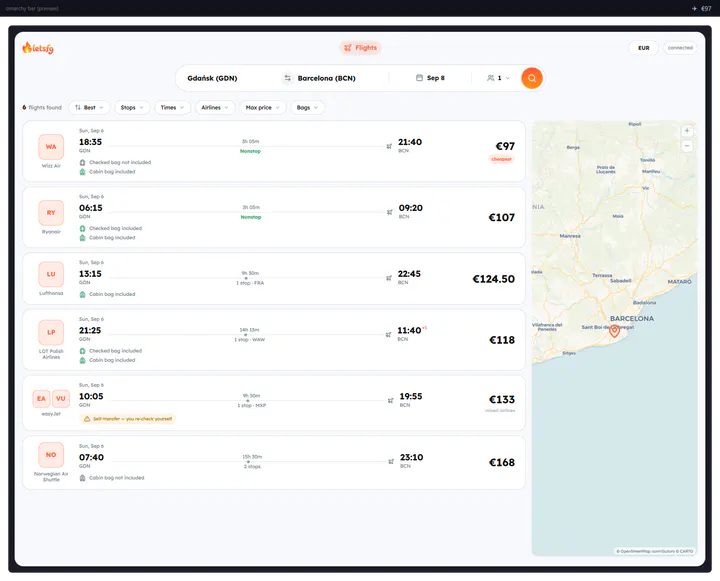 LetsFG Flights plugin preview