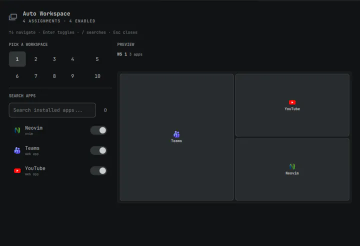Auto Workspace plugin preview